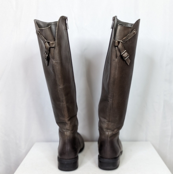 Vince Camuto Kadia Grey Brown Leather Knee High Tall Riding Boots - Picture 5 of 8